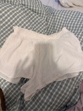 aerie White Gauze High-Waist Lounge Shorts